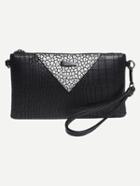 Shein Black Crocodile Embossed Wristlet Bag