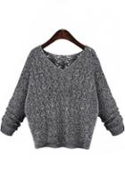 Rosewe Long Sleeve V Neck Grey Sweater