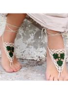 Rosewe Green Knitting Hollow Out Barefoot Sandal