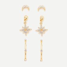 Shein Two Tone Moon & Sun God Earring Set