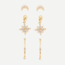 Shein Two Tone Moon & Sun God Earring Set