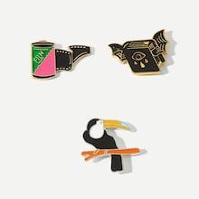 Shein Bird & Film Brooch Set 3pcs