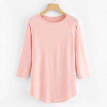 Shein Raglan Sleeve Curved Hem T-shirt