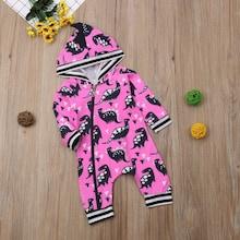 Shein Toddler Girls Dinosaur Oblique Zipper Hooded Jumpsuit
