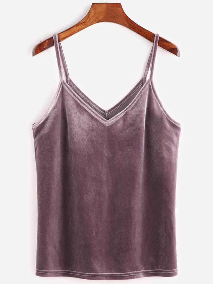 Shein Double V Velvet Cami Top
