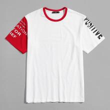 Shein Men Letter Sleeve Round Neck Tee