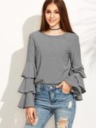 Shein Striped Layered Fluted Sleeve Top