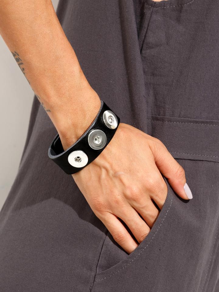 Shein Black Leather Metal Bracelet