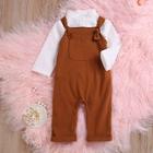 Shein Toddler Girls Solid Top & Bow Front Overalls