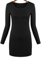 Shein Black Round Neck Slim Bodycon Dress