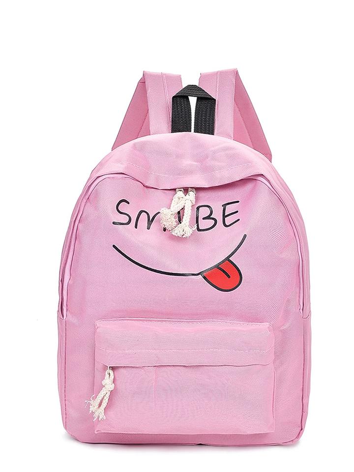Shein Letter Print Canvas Backpack With Pocket
