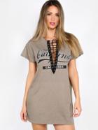 Shein Grommet Lace Up Tee Dress