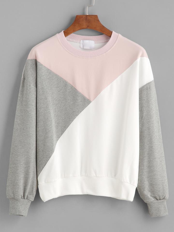 Shein Color Block Drop Shouder Sweatshirt