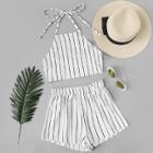 Shein Striped Halter Top With Shorts