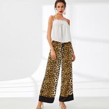 Shein Waist Drawstring Leopard Print Pants