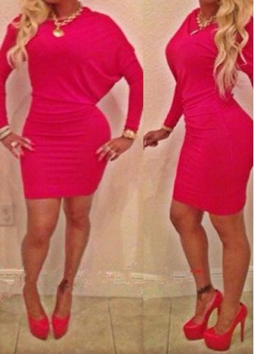 Rosewe Batwing Sleeve Rose Long Sleeve Sheath Dress