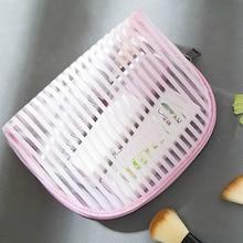 Shein Striped Clear Makeup Storage Bag