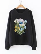 Shein Flower Embroidery Drop Shoulder Sweatshirt