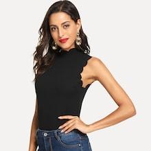 Shein Scallop Trim Keyhole Back Tank