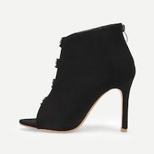 Shein Metal Decor Peep Toe Stiletto Heels