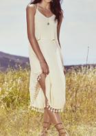 Shein Apricot Pool Criss Cross Back Tassel Backless Dress