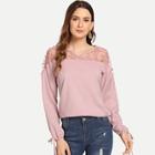 Shein Bow Detail Cuff Blouse