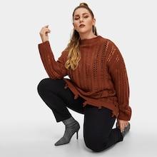 Shein Plus Drop Shoulder Raw Hem Sweater