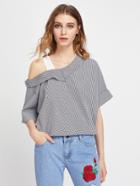 Shein Asymmetrical Cold Shoulder Gingham Top