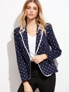 Shein Polka Dot Print Contrast Binding Blazer