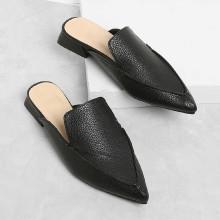 Shein Pu Pointed Toe Flat Mules