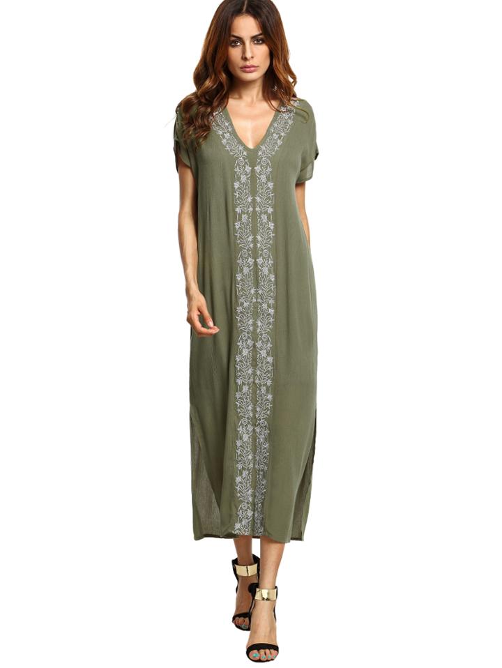 Shein Placement Print Split Side Maxi Dress
