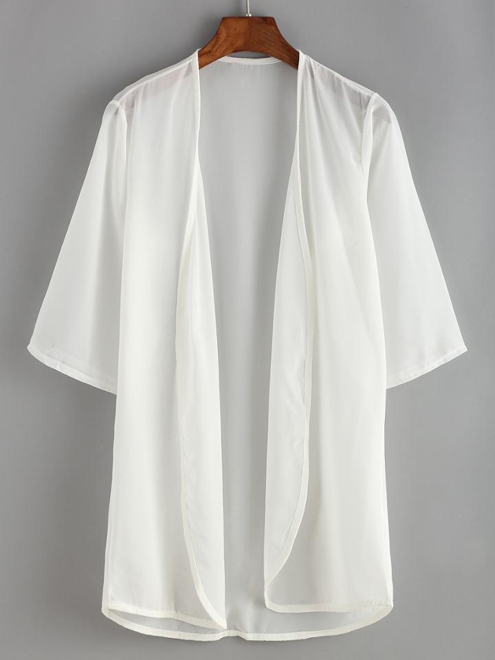 Shein Sheer Open Front Chiffon Cover-up Blouse