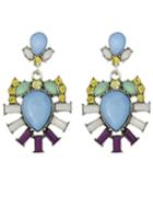 Shein Purple Rhinestone Flower Drop Earrings