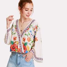Shein Surplice Neckline Florals Top