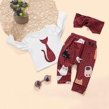 Shein Baby Cartoon Embroidered Tee & Pants & Headband