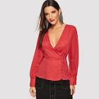 Shein Button Front Surplice Wrap Top