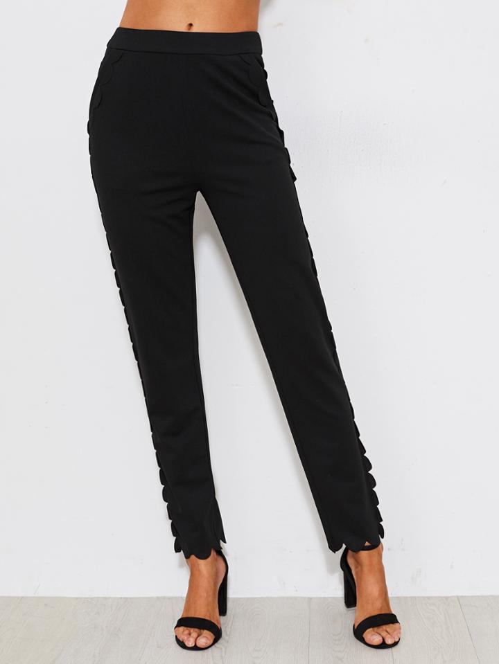 Shein Scallop Trim Tailored Pants