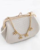 Shein White Crocodile Gold Chain Bow Bag