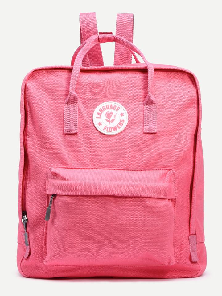 Shein Pink Double Handle Square Canvas Backpack