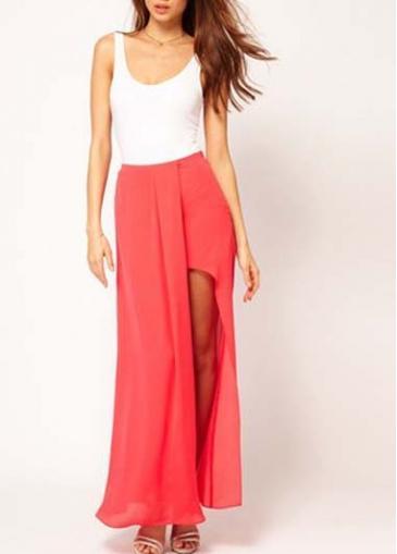 Rosewe New Arriving Split Design Ankle Length Skirt Red