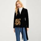 Shein Contrast Faux Fur Knot Blazer