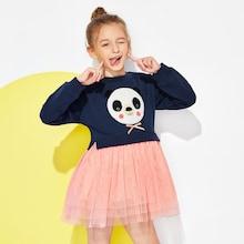 Shein Toddler Girls Mesh Hem Panda Patched Dress