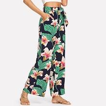 Shein Waist Knot Flower Print Pants
