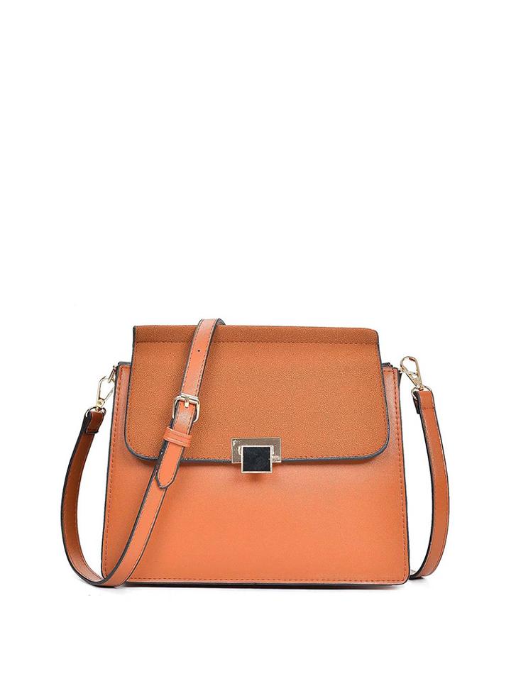 Shein Faux Leather Flip Lock Flap Bag