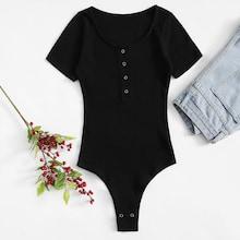 Shein Solid Ring Detail Bodysuit
