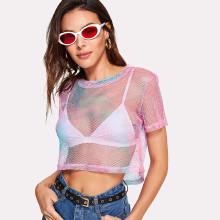 Shein Pastel Tie Dye Mesh Top Without Bralette
