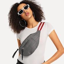 Shein Houndstooth Pattern Zipper Bum Bag