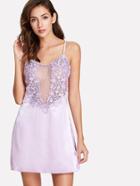 Shein Crochet Lace Satin Sleep Dress