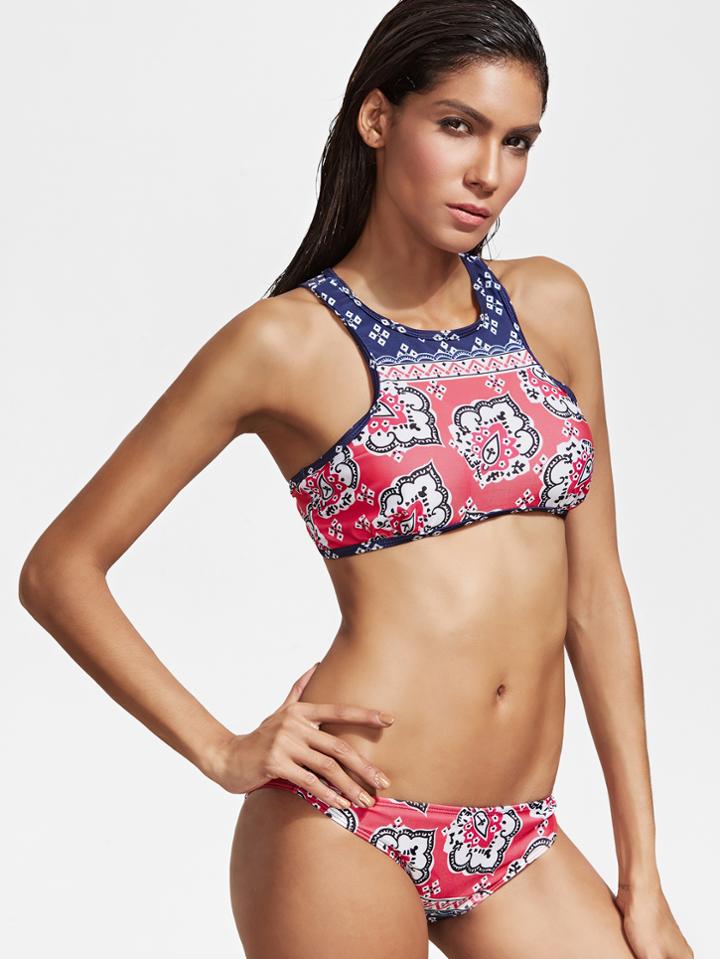 Shein Tribal Print Racer Back Bikini Set