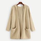 Shein Open Front Hooded Sweater Coat